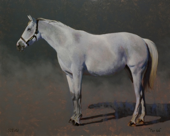 Oil painting of a broodmare, Pier 66.